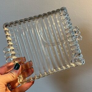 2 bougie Vintage crystal clear glass divided dish